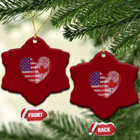 Half Canadian Half American USA Flag Canada America Ceramic Ornament