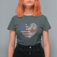 Half Canadian Half American USA Flag Canada America T Shirt For Women