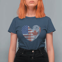 Half Canadian Half American USA Flag Canada America T Shirt For Women