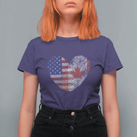 Half Canadian Half American USA Flag Canada America T Shirt For Women