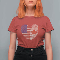 Half Canadian Half American USA Flag Canada America T Shirt For Women