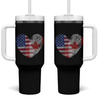 Half Canadian Half American USA Flag Canada America Tumbler With Handle