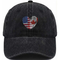 Half Canadian Half American USA Flag Canada America Washed Cotton Baseball Cap