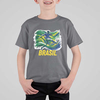 Soccer Brazil Brasil Flag Patriotic Sports T Shirt For Kid Brazilian Football Fan Supporter