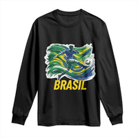 Soccer Brazil Brasil Flag Patriotic Sports Long Sleeve Shirt Brazilian Football Fan Supporter