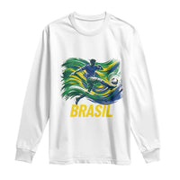 Soccer Brazil Brasil Flag Patriotic Sports Long Sleeve Shirt Brazilian Football Fan Supporter