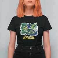 Soccer Brazil Brasil Flag Patriotic Sports T Shirt For Women Brazilian Football Fan Supporter