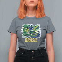 Soccer Brazil Brasil Flag Patriotic Sports T Shirt For Women Brazilian Football Fan Supporter
