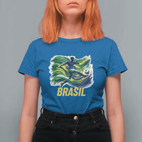 Soccer Brazil Brasil Flag Patriotic Sports T Shirt For Women Brazilian Football Fan Supporter