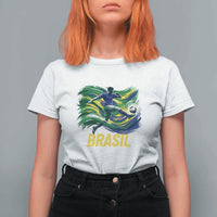 Soccer Brazil Brasil Flag Patriotic Sports T Shirt For Women Brazilian Football Fan Supporter