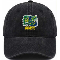 Brazil Soccer Brasil Flag Patriotic Sports Washed Cotton Baseball Cap Brazilian Football Fan Supporter
