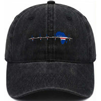 Germany Heartbeat EKG Deutschland Flag Map Washed Cotton Baseball Cap