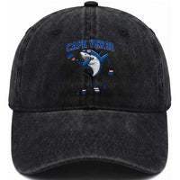 Cape Verde Flag Map Shark Cape Verdean Roots Washed Cotton Baseball Cap