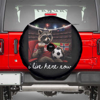Norway Soccer Football Fan Norge Norwegian Flag Spare Tire Cover Funny Raccoon Drinking Iced Coffee