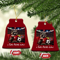 Norway Soccer Football Fan Norge Norwegian Flag Ceramic Ornament Funny Raccoon Drinking Iced Coffee