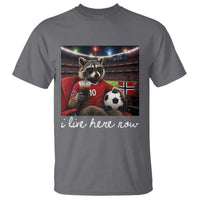 Norway Soccer Football Fan Norge Norwegian Flag T Shirt Funny Raccoon Drinking Iced Coffee