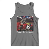 Norway Soccer Football Fan Norge Norwegian Flag Tank Top Funny Raccoon Drinking Iced Coffee