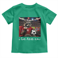 Norway Soccer Football Fan Norge Norwegian Flag Toddler T Shirt Funny Raccoon Drinking Iced Coffee