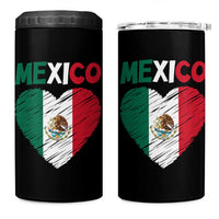 Mexican Flag Heart Mexico City Independence Day Gift 4 in 1 Can Cooler Tumbler