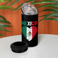 Mexican Flag Heart Mexico City Independence Day Gift 4 in 1 Can Cooler Tumbler