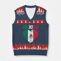 Mexican Flag Heart Mexico City Independence Day Gift V-Neck Knit Sweater Vest