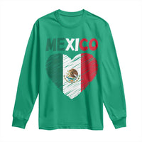 Mexican Flag Heart Mexico City Independence Day Gift Long Sleeve Shirt
