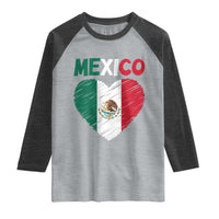 Mexican Flag Heart Mexico City Independence Day Gift Raglan Shirt