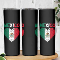 Mexican Flag Heart Mexico City Independence Day Gift Skinny Tumbler