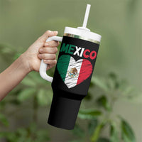 Mexican Flag Heart Mexico City Independence Day Gift Tumbler With Handle