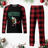 Mexico Soccer Boy Dabbing Boy Mexican Flag Map Plaid Pajama Set