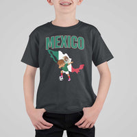 Mexico Soccer Boy Dabbing Boy Mexican Flag Map T Shirt For Kid