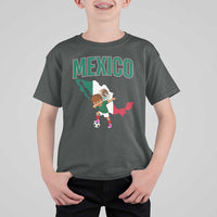 Mexico Soccer Boy Dabbing Boy Mexican Flag Map T Shirt For Kid