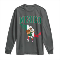 Mexico Soccer Boy Dabbing Boy Mexican Flag Map Long Sleeve Shirt