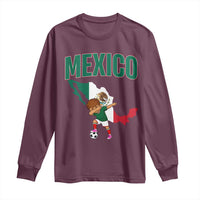 Mexico Soccer Boy Dabbing Boy Mexican Flag Map Long Sleeve Shirt