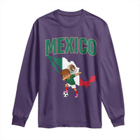 Mexico Soccer Boy Dabbing Boy Mexican Flag Map Long Sleeve Shirt