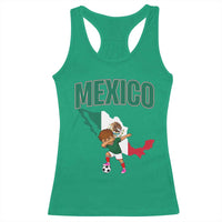 Mexico Soccer Boy Dabbing Boy Mexican Flag Map Racerback Tank Top