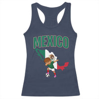 Mexico Soccer Boy Dabbing Boy Mexican Flag Map Racerback Tank Top