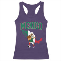 Mexico Soccer Boy Dabbing Boy Mexican Flag Map Racerback Tank Top