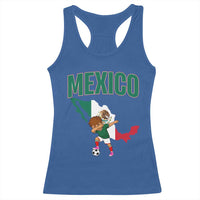 Mexico Soccer Boy Dabbing Boy Mexican Flag Map Racerback Tank Top
