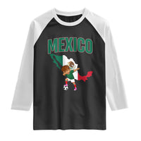 Mexico Soccer Boy Dabbing Boy Mexican Flag Map Raglan Shirt