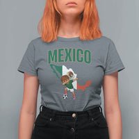 Mexico Soccer Boy Dabbing Boy Mexican Flag Map T Shirt For Women