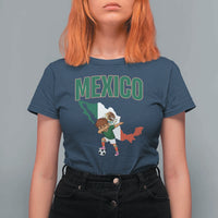 Mexico Soccer Boy Dabbing Boy Mexican Flag Map T Shirt For Women