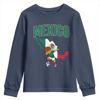 Mexico Soccer Boy Dabbing Boy Mexican Flag Map Youth Sweatshirt