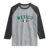 Mexico Mexican Flag Vintage Pride Raglan Shirt