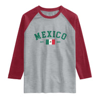 Mexico Mexican Flag Vintage Pride Raglan Shirt