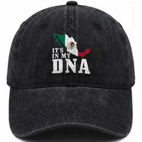 It's in My DNA Mexican Proud Hispanic Gift Mexico Flag Washed Cotton Baseball Cap
