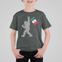 Bigfoot Rock On Hold Mexico Flag Sasquatch Believers T Shirt For Kid