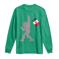 Bigfoot Rock On Hold Mexico Flag Sasquatch Believers Long Sleeve Shirt