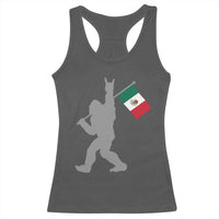 Bigfoot Rock On Hold Mexico Flag Sasquatch Believers Racerback Tank Top