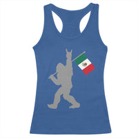Bigfoot Rock On Hold Mexico Flag Sasquatch Believers Racerback Tank Top